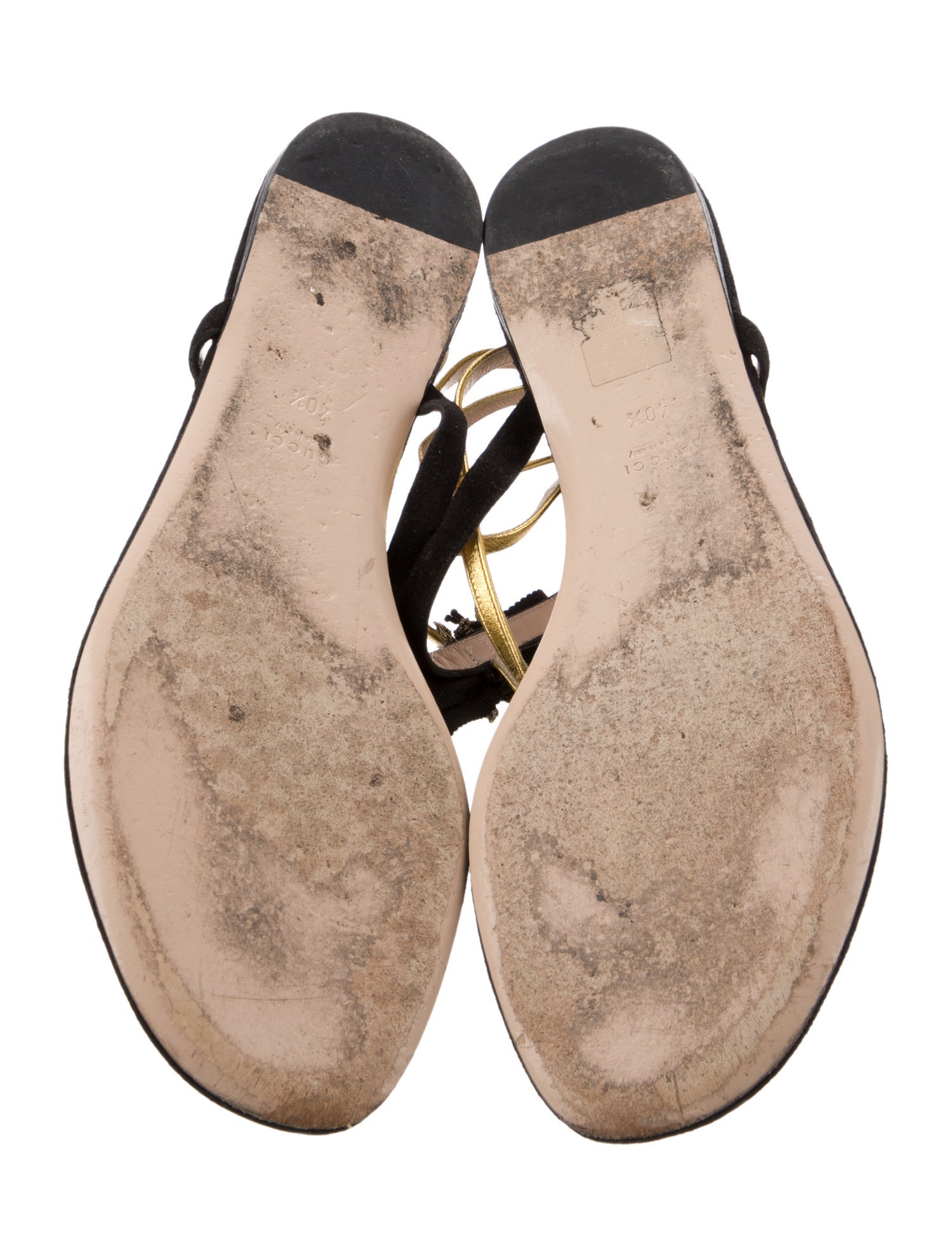 Gucci Bee Accent Satin T-Strap Sandals